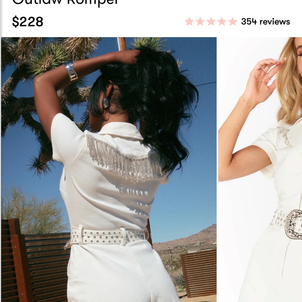 Show Me Your Mumu Outlaw Romper ~ White Rhinestone Fringe Denim
